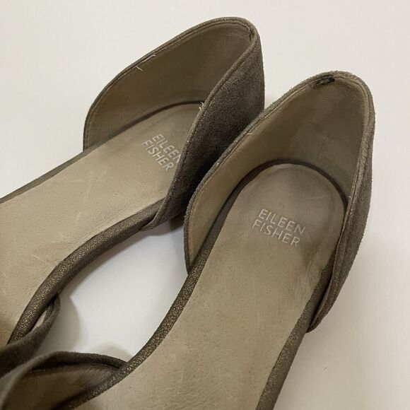 Eileen Fisher Fuller Metallic Bronze Suede leather d'Orsay Flat point toe US 9 - Picture 3 of 6